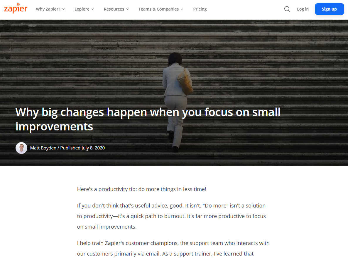 SaaS Company's 1st Step to Content Marketing - Small Improvements